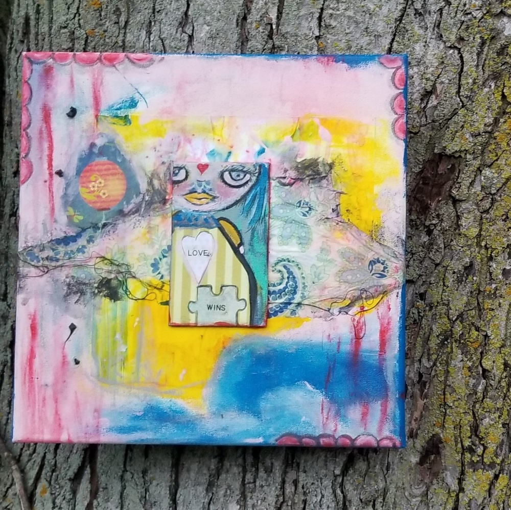 Love Wins Mixed Media Canvas Art